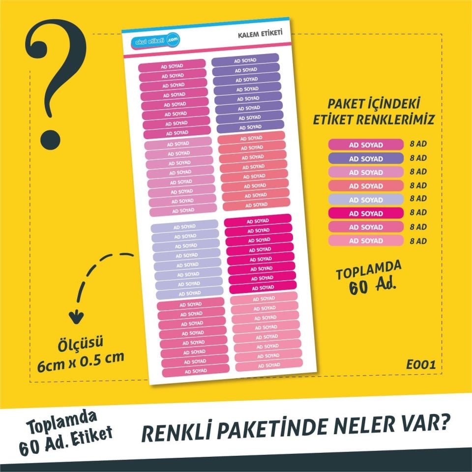 PEMBE TONLARI KALEM ETİKETİ