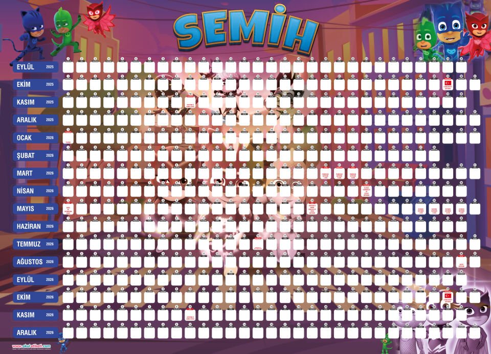 PİJAMASKELİLER TAKVİM