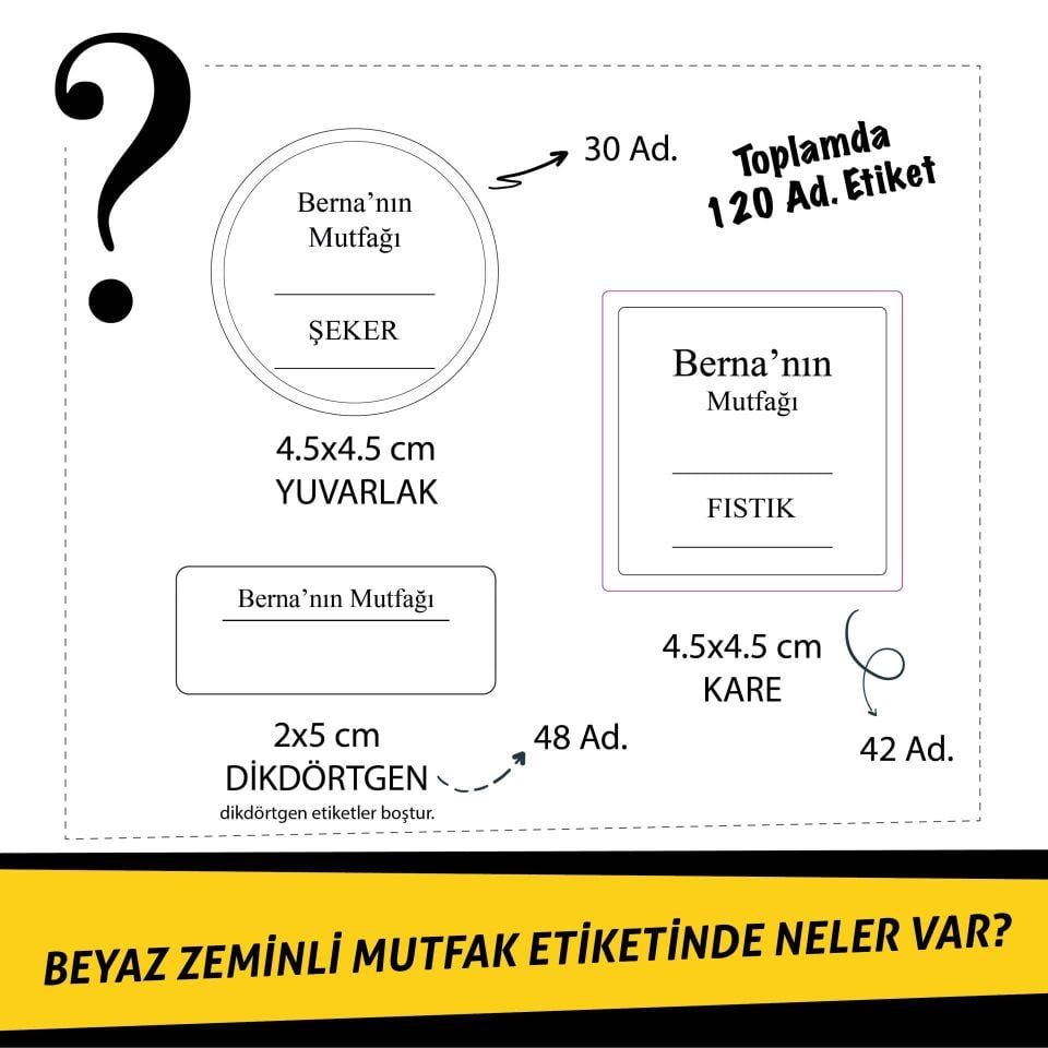 BEYAZ ZEMİNLİ MUTFAK ETİKETİ