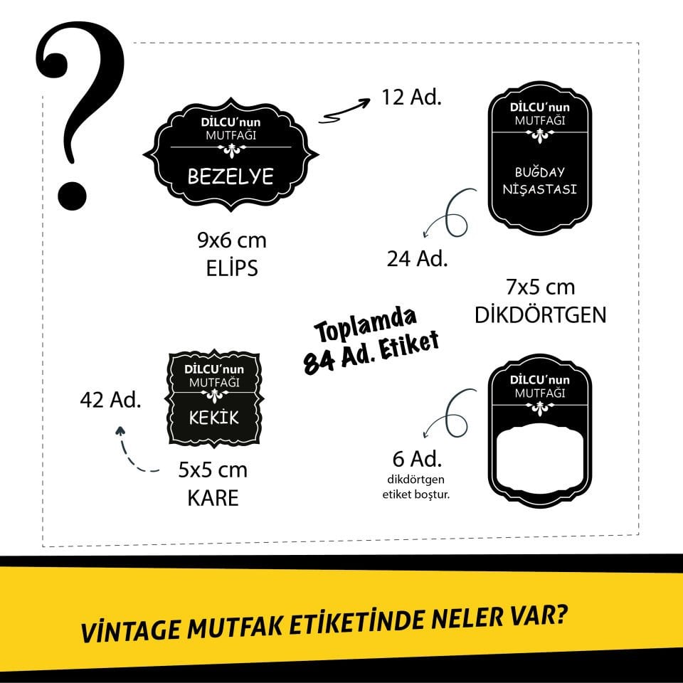 VİNTAGE SİYAH MUTFAK ETİKETİ