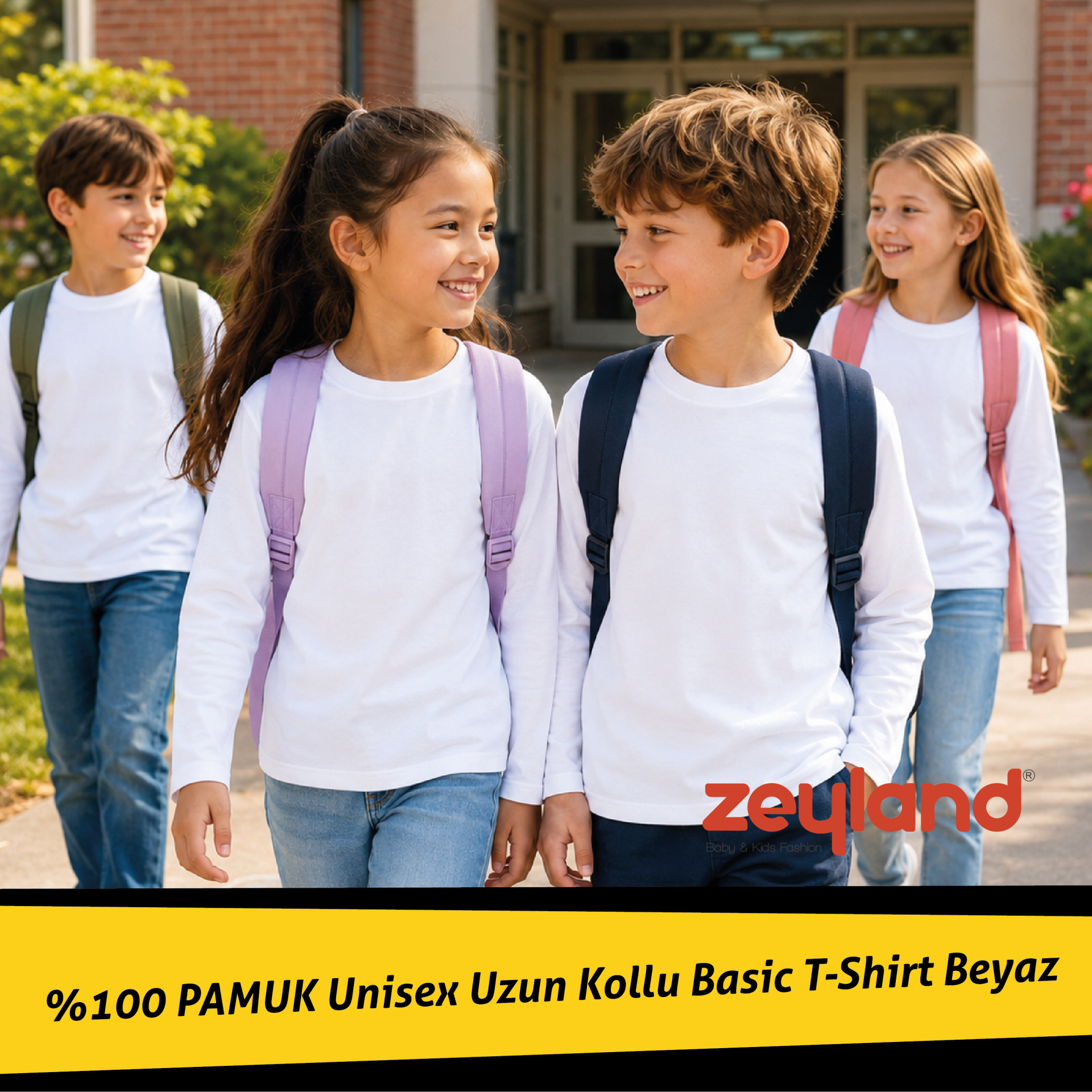 Unisex Uzun Kollu Basic T-Shirt