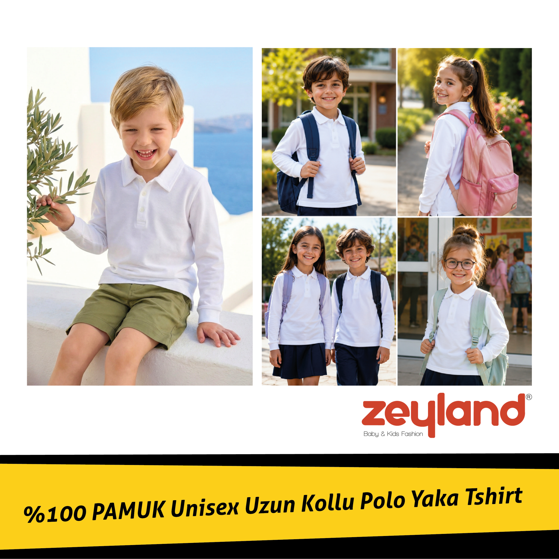 Unisex Uzun Kollu Polo Yaka T-shirt