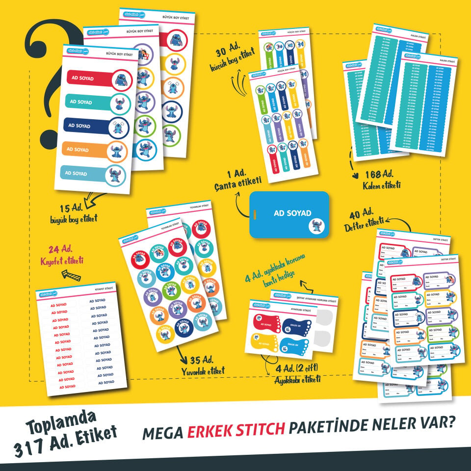 MEGA ERKEK RENKLİ STITCH